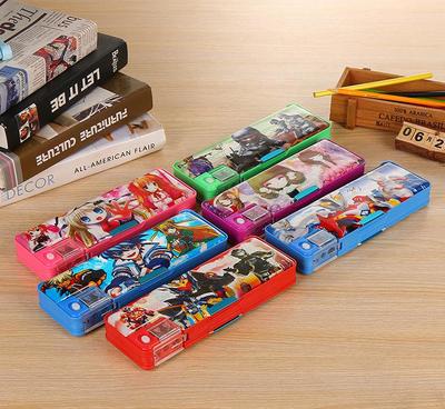 工厂直销 便携多功能双开文具盒/学生铅笔盒/带卷笔刀 外贸批发